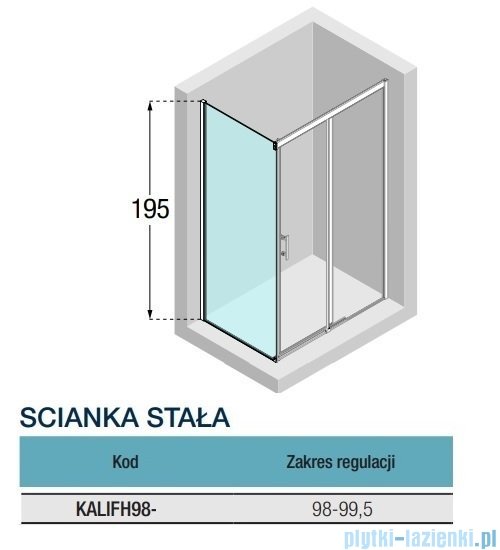 Novellini Kali FH ścianka boczna 100cm profile chrom KALIFH98-1B
