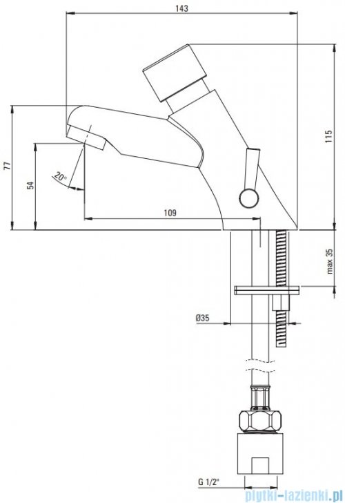 Deante Press bateria umywalkowa czasowa z regulacją temperatury chrom BBH 028R