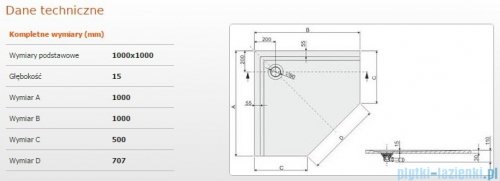 Sanplast Space Mineral brodzik pięciokątny z powłoką BPK-M/SPACE 100x100x1,5cm 645-290-0840-01-002