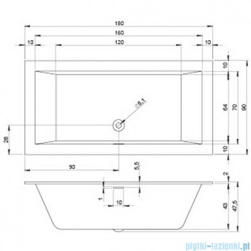 Riho Rethink Cubic 180x90cm wanna prostokątna + syfon B107001005