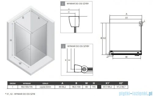 New Trendy New Soleo Gold Brushed 90x100x195 cm kabina wspornik prosty złoto szczotkowane/szkło przejrzyste K-4185-WP