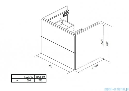 Oristo Etna szafka podumywalkowa wisząca 60x50x45 czarny mat OR52-SD2S-60-8