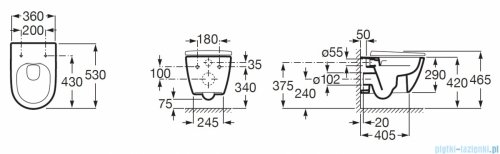 Roca Ona miska WC wisząca Rimless Vortex biała A34668C000