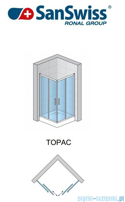 SanSwiss Top-Line TOPAC Wejście narożne 90cm profil srebrny Prawe TOPD09000107