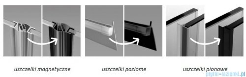 Radaway Nes 8 Black Dws I drzwi wnękowe 130cm W2 lewe czarny mat szkło przejrzyste 10078120-54-01L+10078112-01-01