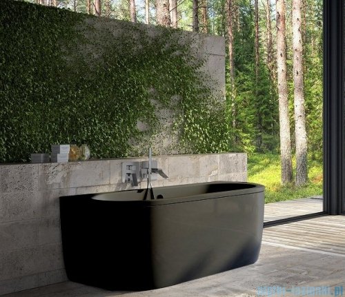 Besco Volya / Vista black wanna 160x75cm wolnostojąca przyścienna czarna z syfonem #WKV-160-WSCZARNA