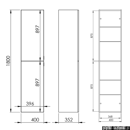 Elita For All słupek wiszący 40x180x35cm Anthracite mat 168318