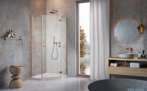 Radaway Essenza 8 Brushed Copper Ptj kabina pięciokątna 90x90cm prawa szczotkowana miedź 10490000-93-01R/10490200-01-01