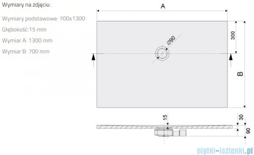 Sanplast Open Structure Mineral B-M/OPEN STR brodzik prostokątny 70x130x1,5 cm mat czerni 645-440-0160-59-020
