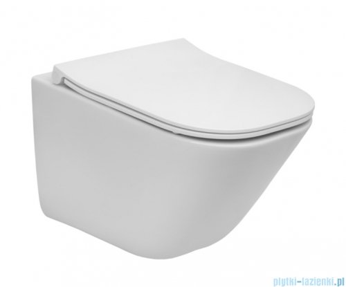 Roca Gap Square Compacto miska WC wisząca Rimless z deską wolnoopadającą Slim biała A34H473000