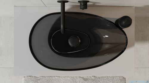 Besco Neya Carbon Grey + maskownica czarny matt umywalka nablatowa 60x35x15cm #UMN-60-CGB