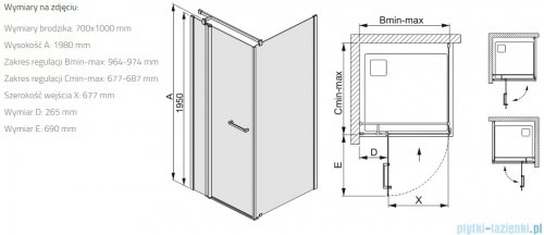 Sanplast Prestige III KNDJ2/PRIII kabina prostokątna 70x100x198 cm czarny matowy 600-073-0200-59-401