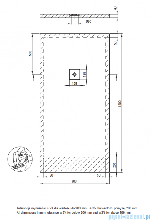Deante Silia Brodzik akrylowy prostokątny 180x90 cm biały KSKA00918B