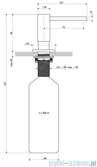 Omnires Modern Project dozownik mydła w płynie / płynu do naczyń grafit szczotkowany MP60723GR