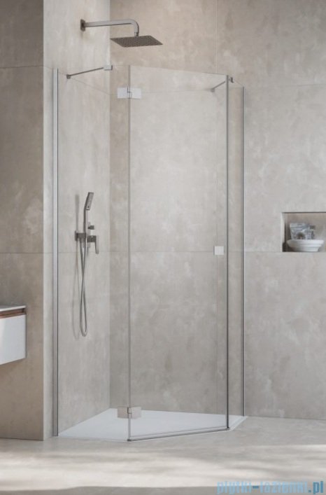 Radaway Essenza Ptj Brushed Nickel kabina pięciokątna 100x80cm lewa szczotkowany nikiel 1385010-91-01L/1385055-01-01