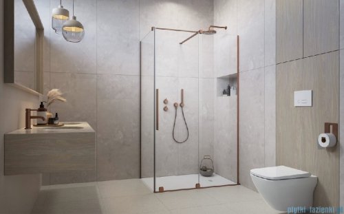 Radaway Furo Kdj Brushed Copper kabina 140x100cm prawa szczotkowana miedź 10104722-93-01R/10110680-01-01/10113100-01-01
