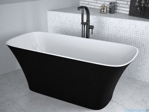 Besco Assos 160x70cm wanna biało-czarna wolnostojąca + syfon klik-klak chrom czyszczony od góry #WMD-160-AWC