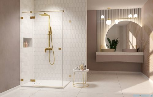 Radaway Essenza Pro Brushed Gold Kdj kabina 90x100cm lewa szczotkowane złoto 10097090-99-01L/10098100-01-01