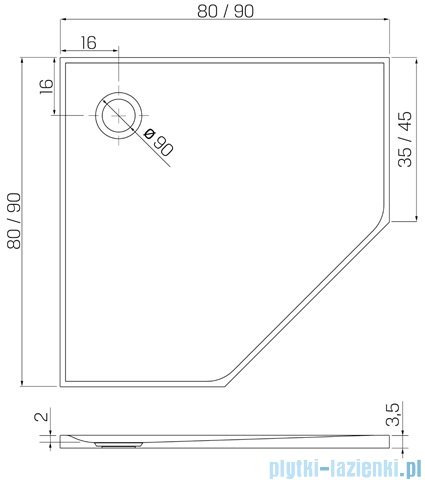 New Trendy Nex Shade brodzik konglomeratowy pięciokątny 90x90x3,5 cm beżowy B-0483