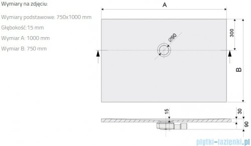 Sanplast Open Structure Mineral B-M/OPEN STR brodzik prostokątny 75x100x1,5 cm mat czerni 645-440-0230-59-020