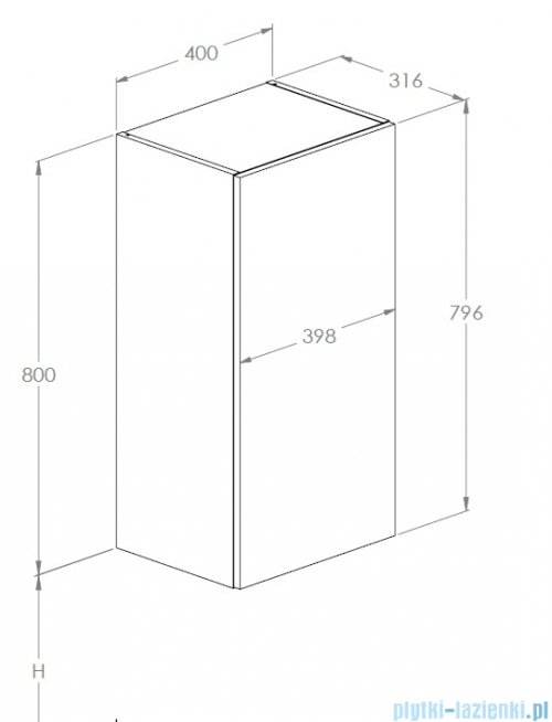 Roca Extra Kolumna łazienkowa niska z 1 drzwiami 80x31x40 BIAŁY MAT  A857958529