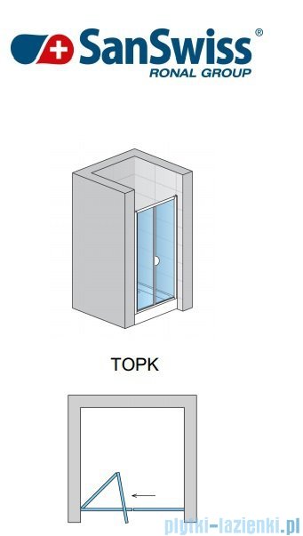 SanSwiss Top-Line Drzwi 2-częściowe 90cm profil srebrny TOPK09000107 