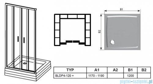 Ravak Blix BLDP4 drzwi prysznicowe 120cm aluminium grape Anticalc 0YVG0C00ZG