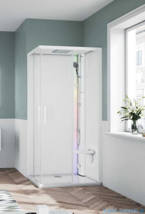 Novellini Glax 1 2.0 kabina z sauna parową 100x100 biała G21A109T5-1UU