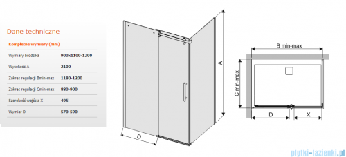 Sanplast kabina KND2/ALTII narożna prostokątna 90x110-120x210 cm grafit 600-121-0911-42-491