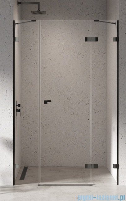 New Trendy Eventa Black Chrome drzwi wnękowe pojedyncze z dodatkową ścianką 130x200 cm przejrzyste prawe czarny połysk EXK-6140