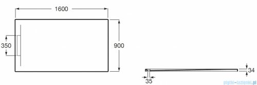 Roca Pyros 160x90cm brodzik prostokątny kompozyt Stonex perłowy AP90164038403630