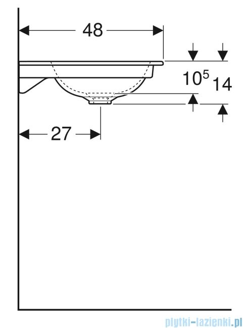 Geberit One Umywalka meblowa bez otworu na baterię 105x48cm KeraTect 505.011.01.4
