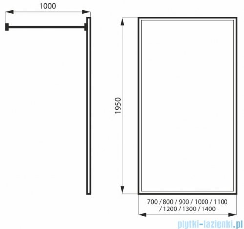Massi Walk in Gold 70x195cm kabina Walk In przejrzyste MSKP-FA1020-70-G
