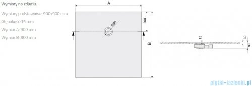 Sanplast Open Mineral B-M/OPEN brodzik kwadratowy 90x90x1,5 cm biały 645-430-0030-01-000