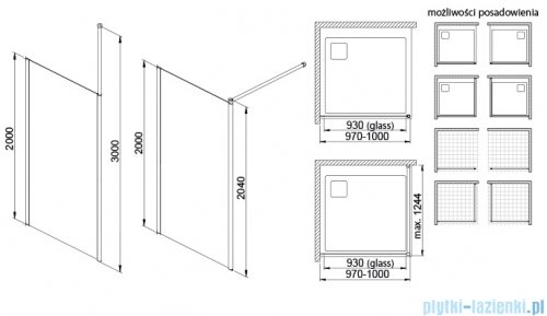 Sanplast Exa Line Pu/EXA LINE Kabina walk-in 100x200 cm czarny matowy 600-540-1540-59-401