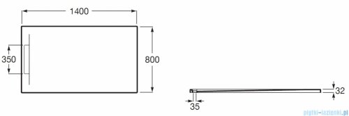 Roca Pyros 140x80cm brodzik prostokątny kompozyt Stonex perłowy AP90157832003630