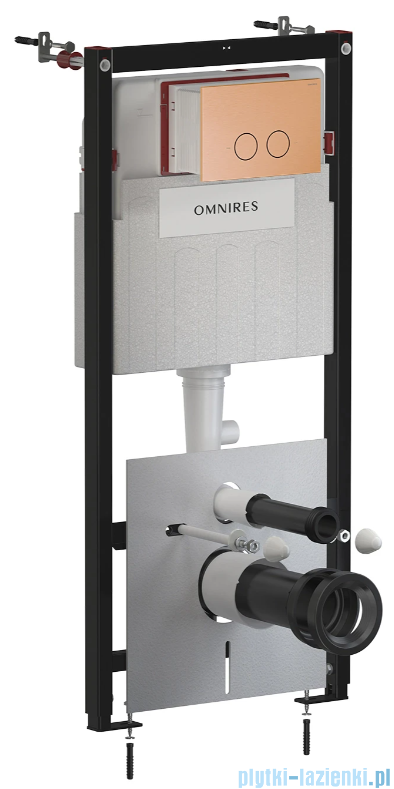 Omnires Eco Flush Set Strongframe stelaż podtynkowy do WC z eco spłukiwaniem + STEEL-R45 przycisk spłukujący miedź szczotkowana ze stali nierdzewnej STFWCECO1R45-RCPB