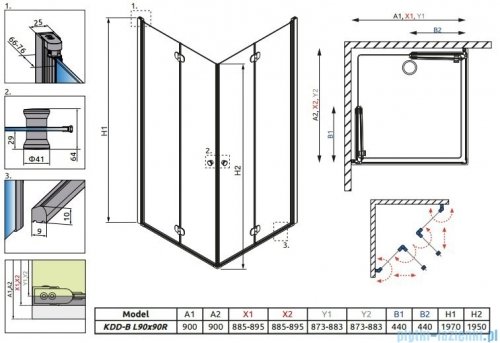 Radaway Eos KDD-B kabina prysznicowa 90x90 szkło przejrzyste 37303-01-01N