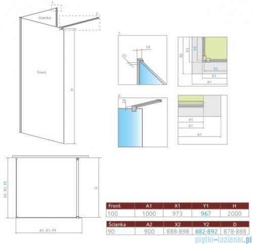 Radaway Modo New IV kabina Walk-in 100x90 szkło przejrzyste 389604-01-01/389094-01-01