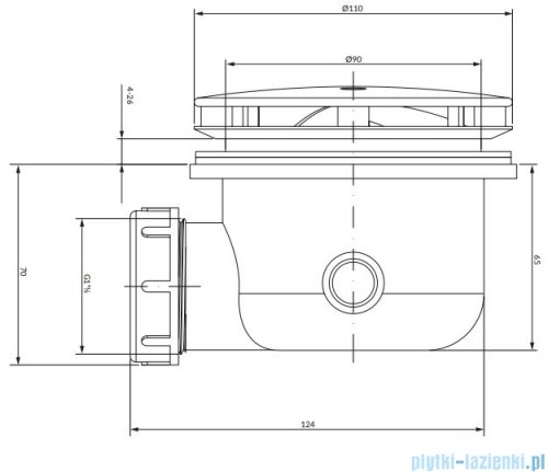 Omnires Syfon do brodzików z otworem ø 90 mm czarny mat ST6590.43+ST45XBL