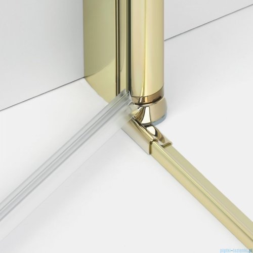 New Trendy New Soleo Light Gold 100x100x195 cm kabina prawa drzwi składane pojedyncze wspornik skośny złoty jasny połysk/szkło przejrzyste  K-1940