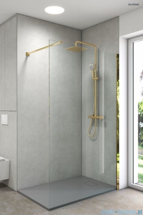 Oltens Atran (S) zestaw prysznicowy termostatyczny z deszczownicą kwadratową złoty połysk 36501800