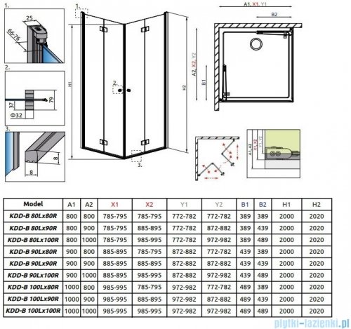 Radaway Essenza New Kdd-B kabina 90cm część lewa szkło przejrzyste 385071-01-01L