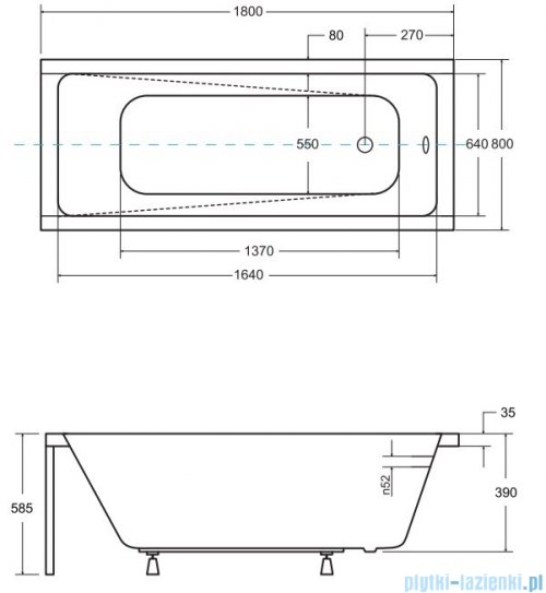 Besco Modern 180x80cm wanna prostokątna + obudowa CZARNY mat + syfon CZARNY #WAM-180-MO/#OAP-180UNIC/19977