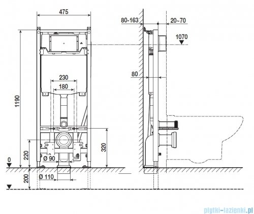 Roca Duplo One stelaż podtynkowy do toalet myjących WC A890078020