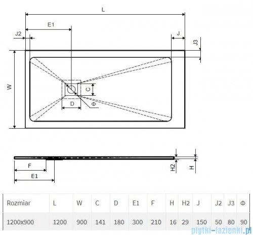 Excellent Arda Brodzik 120x90  prostokątny SLIM cappucino BREX.1503.120.090.CAN