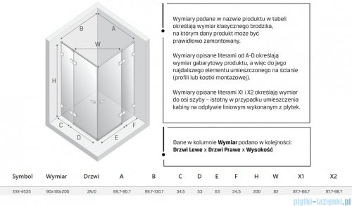 New Trendy Eventa kabina prysznicowa prostokątna 90x100x200 cm przejrzyste EXK-4535