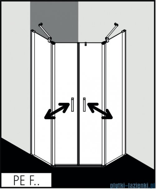 Kermi Pega kabina pięciokątna drzwi wahadłowe, 90x90 cm szkło przezroczyste PEF4309020VPK