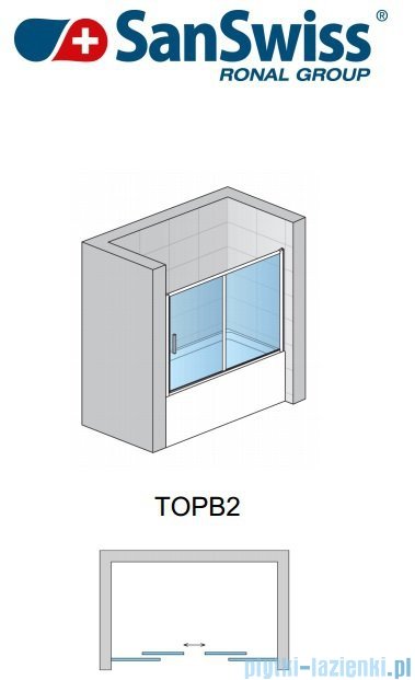 SanSwiss Top-Line TOPB2 Parawan nawannowy 2-częściowy 170cm profil biały TOPB217000407