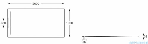 Roca Pyros 200x100cm brodzik prostokątny kompozyt Stonex perłowy AP9017D03E803630